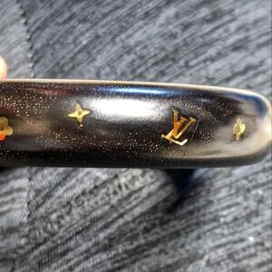 Louis Vuitton Brown Gold Wooden Resin Bangle Wristlet Bracelet